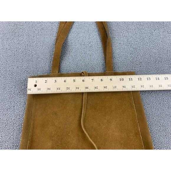 Madewell The Elsewhere Tie Tote Bag Women Brown Luxe Suede Zip Pocket Straps - Picture 4 of 8